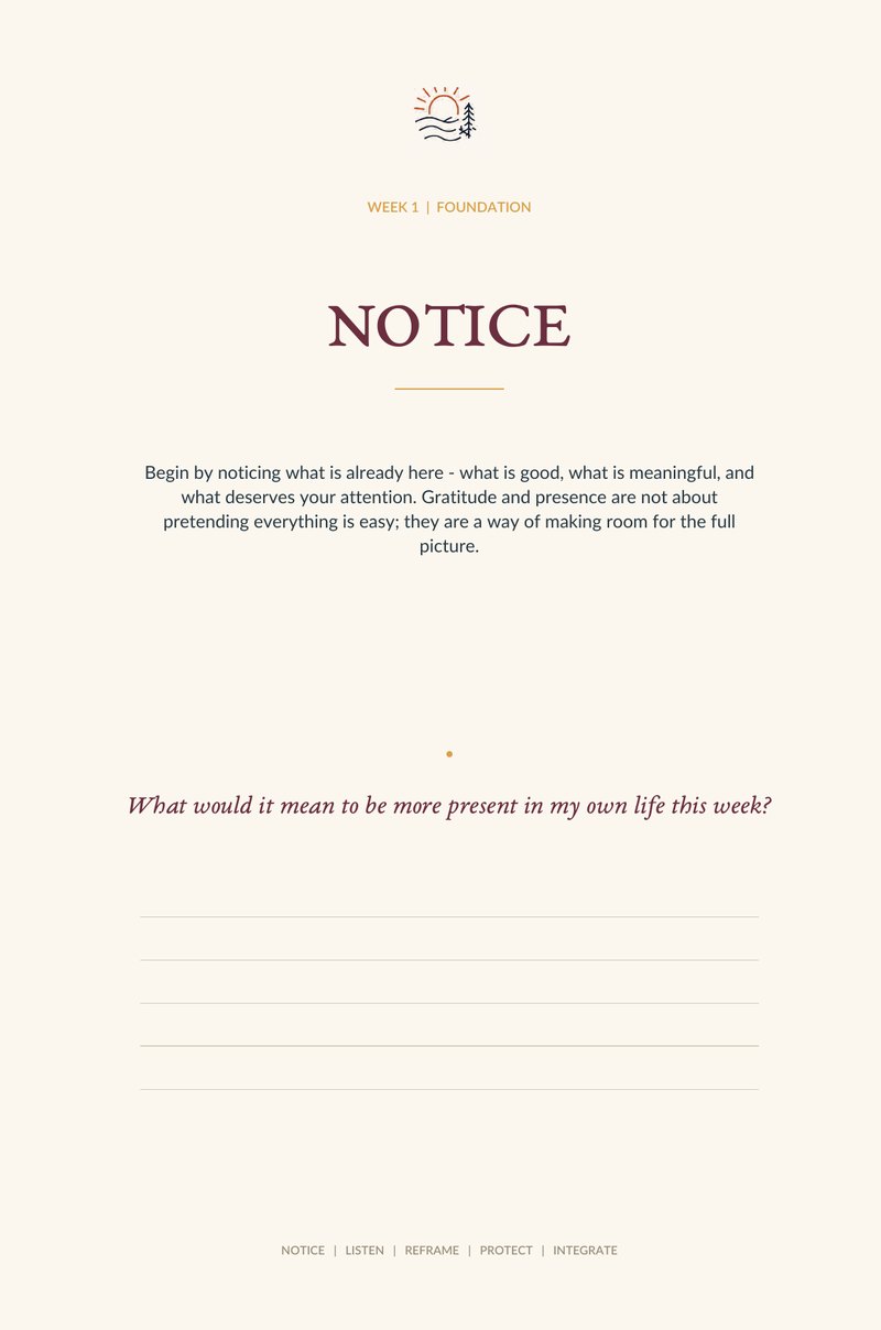 Week one opening page: Notice